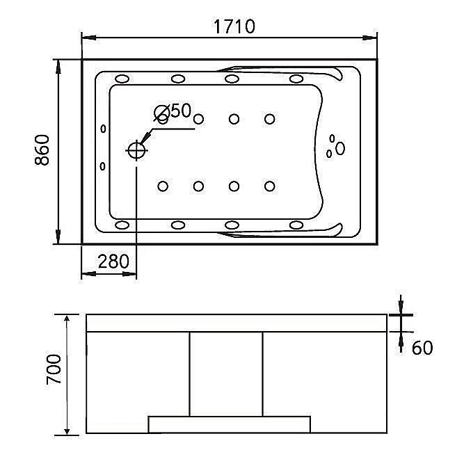 Ванна акриловая Gemy Enjoy Yourself G9066-II O 171х86 белая с гидромассажем купить в интернет-магазине Sanbest