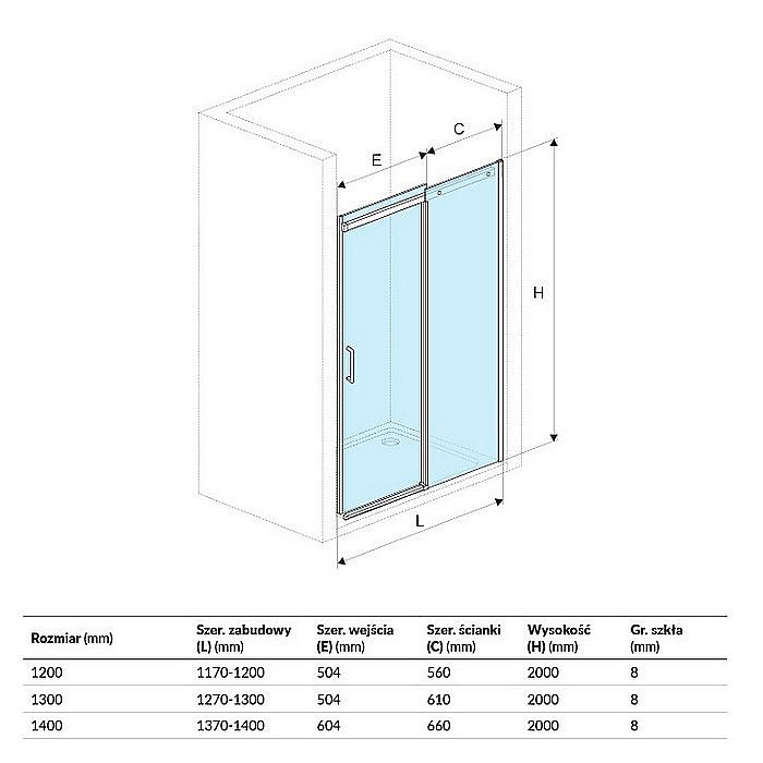Душевая дверь Excellent Rols 140 стекло прозрачное/профиль хром купить в интернет-магазине Sanbest