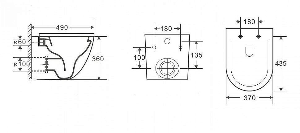Унитаз подвесной Ceramalux 2197 белый, безободковый, с крышкой микролифт купить в интернет-магазине Sanbest