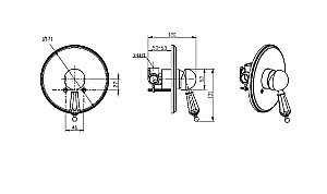 Смеситель для душа Boheme Tradizionale Chromo 265-BLC хром/ручка черная керамика купить в интернет-магазине сантехники Sanbest