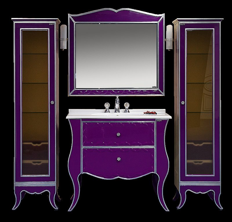 Зеркало Misty Анжелика 100x90 сиреневое сусальное серебро в ванную от интернет-магазине сантехники Sanbest