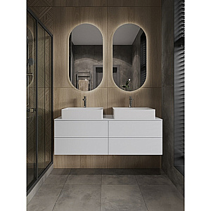 Тумба с раковиной Orange Otto 130 Ot-130TuMDF+B04-500W белая глянцевая для ванной в интернет-магазине Sanbest