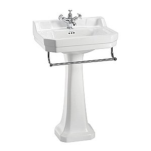 Раковина на пьедестале Burlington Edwardian 56 B4 1TH-P1-T1 CHR с полотенцедержателем белая купить в интернет-магазине Sanbest