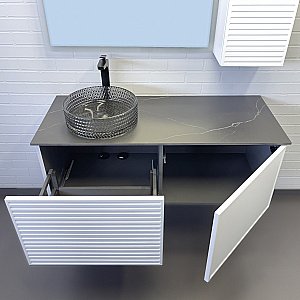 Тумба с раковиной Comforty Геленджик 120 белая матовая/раковина дымчатая для ванной в интернет-магазине Sanbest