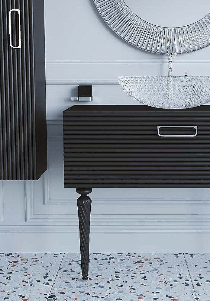 Пенал Armadi Art Vallessi Avantgarde Linea черный с хромом для ванной в интернет-магазине сантехники Sanbest