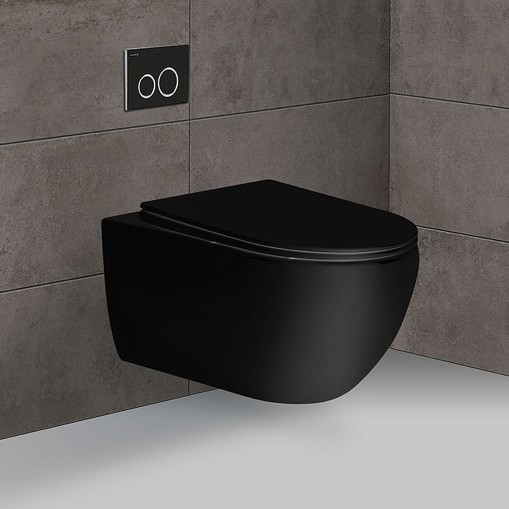 Унитаз подвесной Vincea Evo VT1-34MB безободковый, с крышкой микролифт, матовый черный купить в интернет-магазине Sanbest
