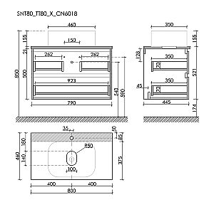 Тумба с раковиной Sancos SNOB T 80 со столешницей, Doha Soft для ванной в интернет-магазине Sanbest