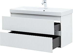 Тумба с раковиной Aquanet Альтера 337157 100 белый матовый для ванной в интернет-магазине Sanbest