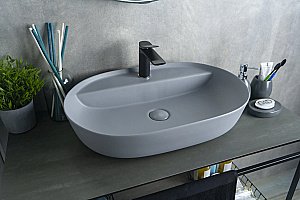 Раковина накладная Gid Geometrico 61 Gm1346 53341 серая матовая купить в интернет-магазине Sanbest