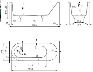 Ванна Salini ORNELLA S-Sense 170x75 102311G белая купить в интернет-магазине Sanbest