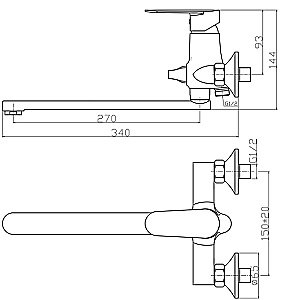 Смеситель для ванны Agger Splendid A0921100 купить в интернет-магазине сантехники Sanbest