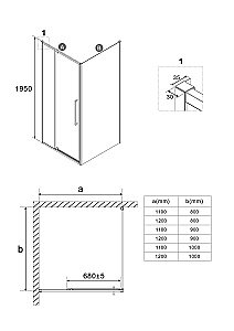 Душевой уголок Niagara Nova NG-85-12AB/NG-A100B-34 120х100 стекло прозрачное/профиль черный матовый купить в интернет-магазине Sanbest