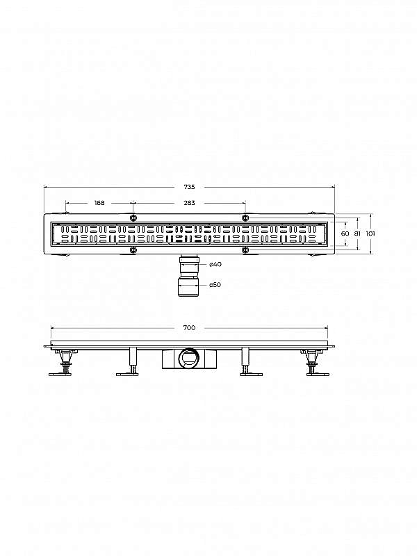 Душевой лоток BELBAGNO UNO 80 BB-LD-UNO-80-CR хром матовый купить в интернет-магазине Sanbest