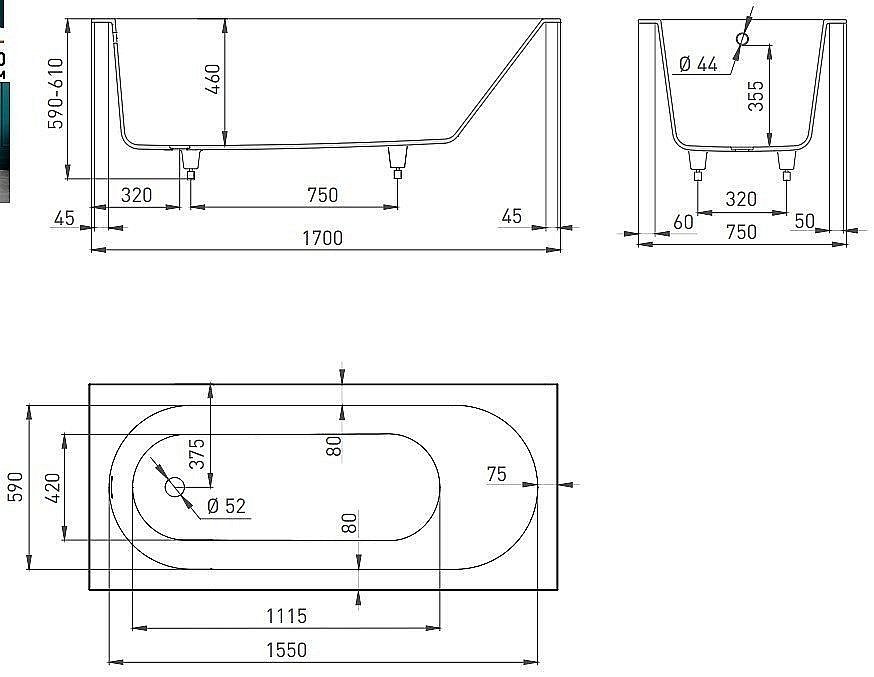 Ванна Salini ORNELLA S-Sense 170x75 102311G белая купить в интернет-магазине Sanbest