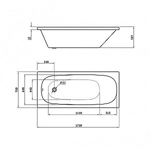 Ванна акриловая с каркасом Berges NELU 050023 170х75 купить в интернет-магазине Sanbest