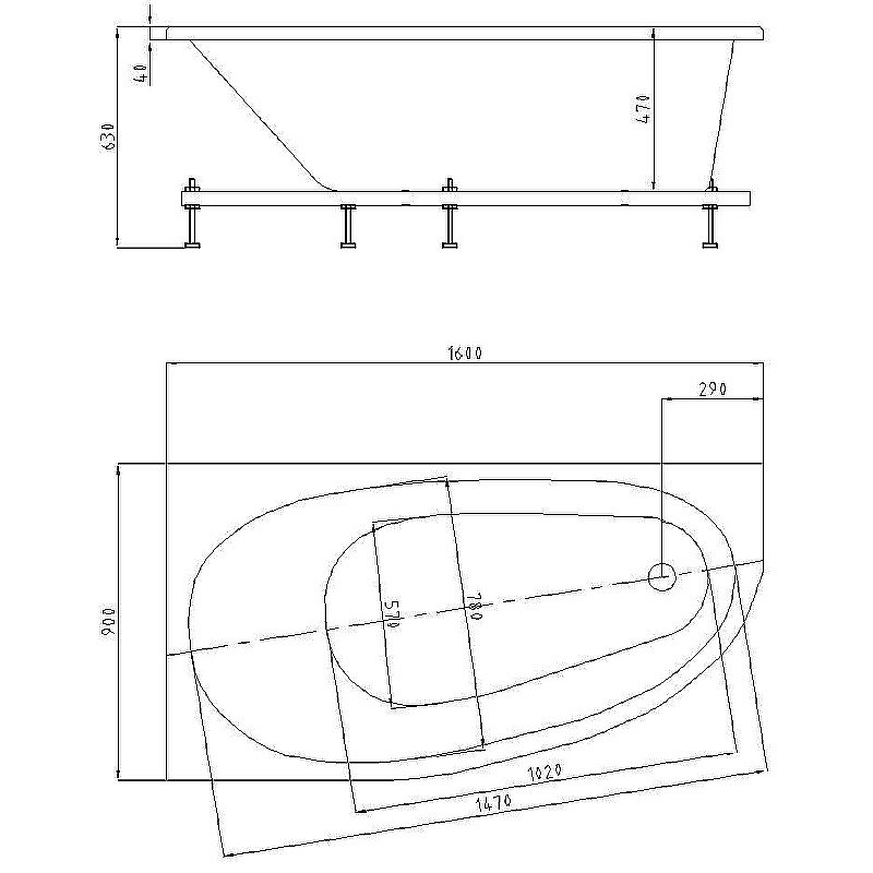 Ванна Aquatek Дива 160х90 белая купить в интернет-магазине Sanbest
