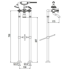 Смеситель для ванны Gattoni TRD TR505/18D0 купить в интернет-магазине сантехники Sanbest