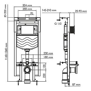 Инсталляция для унитаза WasserKraft Dinkel 58TLT.010.ME.WH02 с белой кнопкой купить в интернет-магазине сантехники Sanbest