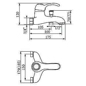 Смеситель для ванны Veragio Grazia VR.GRA-3501.CR купить в интернет-магазине сантехники Sanbest