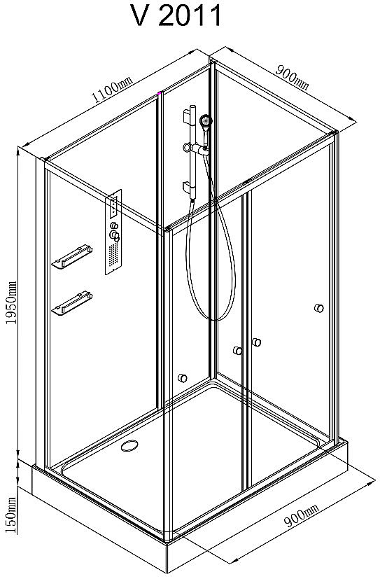 Душевая кабина AvaCan V Серия V2011N 110х90 без крыши купить в интернет-магазине Sanbest