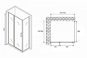 Душевой уголок ABBER Sonnenstrand AG04110BS-S75B 110x75 стекло прозрачное/профиль черный купить в интернет-магазине Sanbest