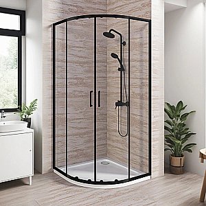 Душевой уголок Good Door Lite 90х90 ЛТ00027 стекло прозрачное/профиль черный матовый купить в интернет-магазине Sanbest