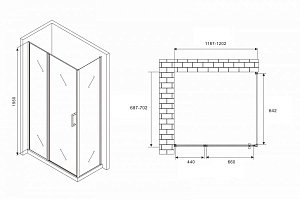 Душевой уголок ABBER Sonnenstrand AG04120MS-S70M 120x70 стекло матовое/профиль хром купить в интернет-магазине Sanbest