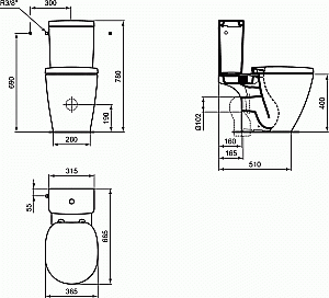 Унитаз напольный Ideal Standard Connect E803701 с бачком E797101 белый купить в интернет-магазине Sanbest
