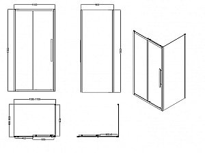 Душевой уголок Esbano ESF-119PS-GM ESOGF119PSGM 110х90 стекло прозрачное/профиль оружейная сталь купить в интернет-магазине Sanbest