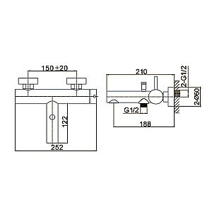 Смеситель для ванны Caprigo Don 53-011-NER черный матовый купить в интернет-магазине сантехники Sanbest