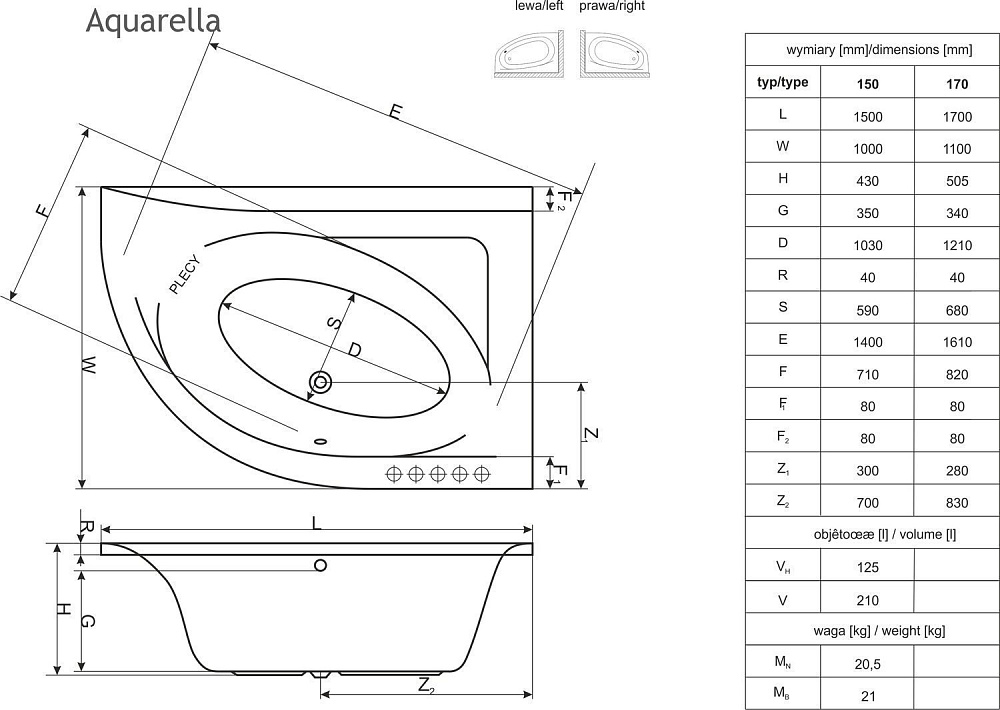 Ванна акриловая Excellent Aquarella 150х100 купить в интернет-магазине Sanbest