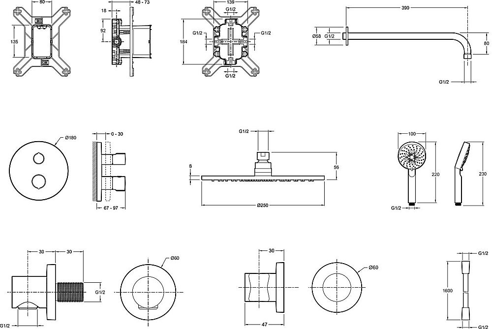 Душевая система Jacob Delafon MODULO E30758-CP купить в интернет-магазине сантехники Sanbest