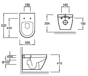 Унитаз подвесной Jacob Delafon RODIN+ E21749RU-00 безободковый, с крышкой микролифт, с инсталляцией и кнопкой хром купить в интернет-магазине Sanbest