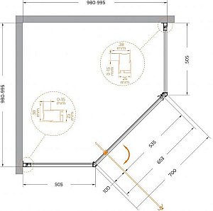 Душевой уголок Cezares Eco 100x100 ECO-O-P-1-100-P-Cr стекло матовое рифленое/профиль хром купить в интернет-магазине Sanbest
