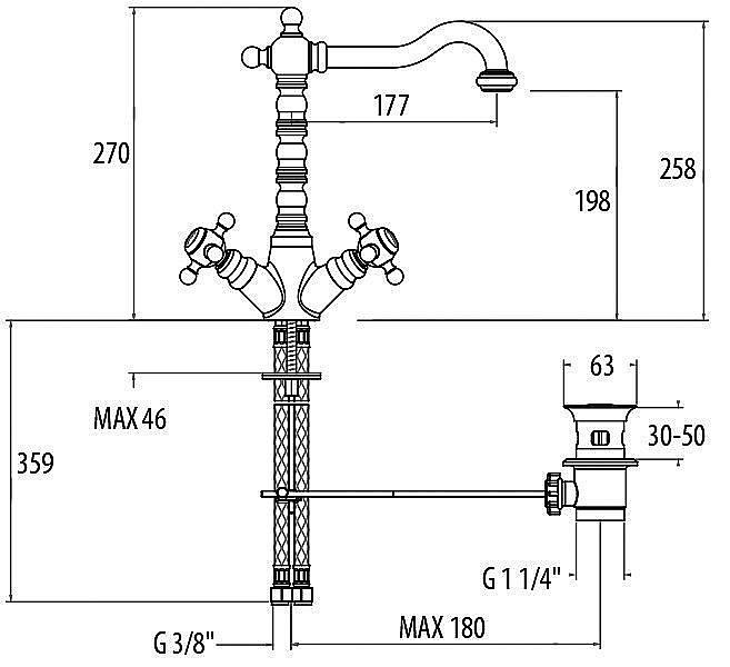 Смеситель для раковины Gattoni Vivaldi 1230012C0cr хром купить в интернет-магазине сантехники Sanbest