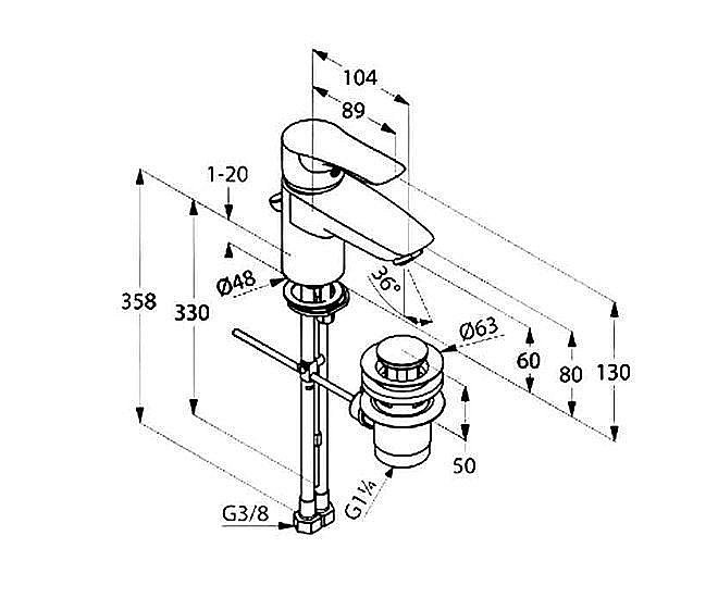 Смеситель для раковины Kludi Tercio 384810575 купить в интернет-магазине сантехники Sanbest
