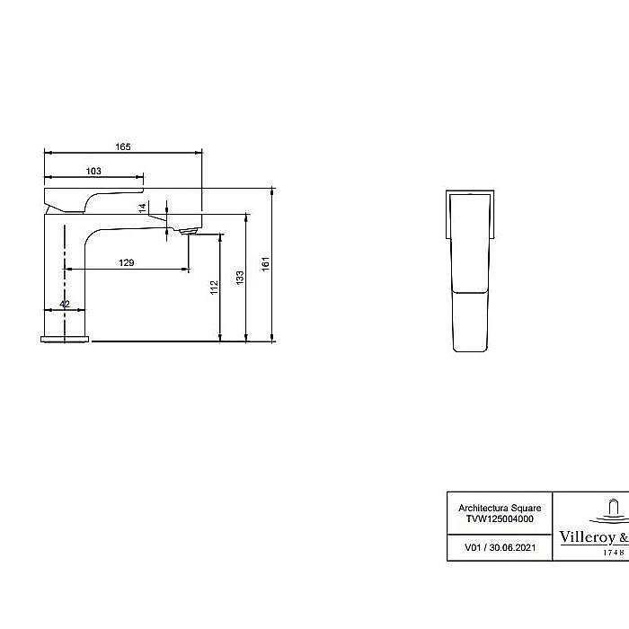 Смеситель для раковины Villeroy&Boch Architectura Square TVW125004000K5 черный матовый купить в интернет-магазине сантехники Sanbest