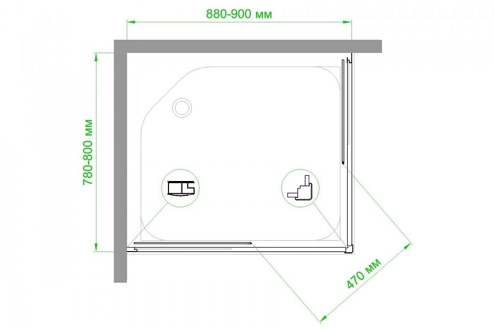 Душевой уголок Royal Bath RB8090HPD-C-CH 90х80 матовый купить в интернет-магазине Sanbest