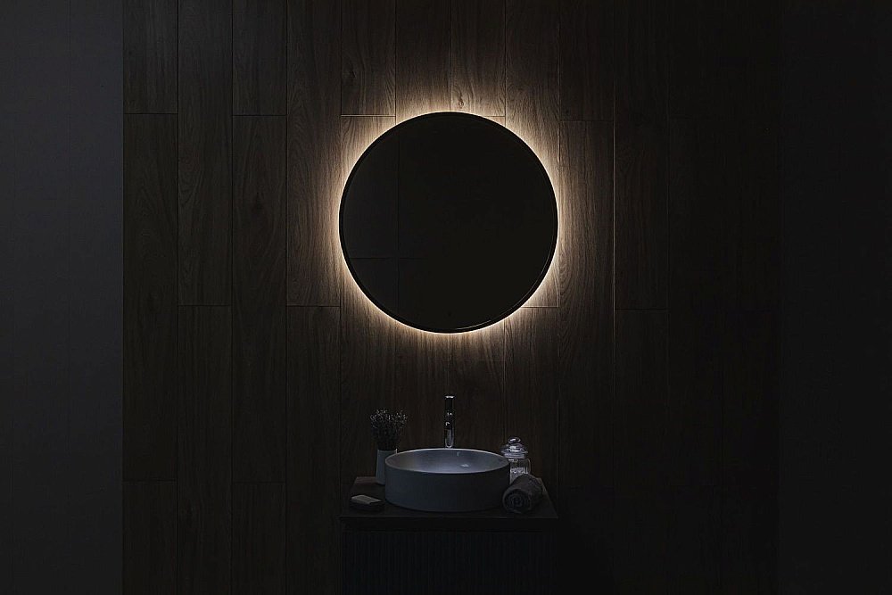 Зеркало Art&Max ASTI AM-Ast-800-DS-FNC-Nero в ванную от интернет-магазине сантехники Sanbest