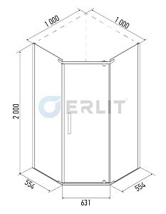 Душевой угол Erlit Comfort ER 10110V 100x100 купить в интернет-магазине Sanbest