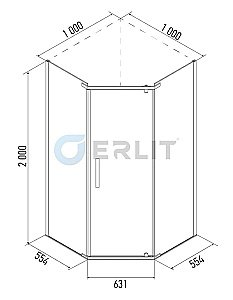 Душевой уголок Erlit Comfort ER 10110V 100x100 купить в интернет-магазине Sanbest