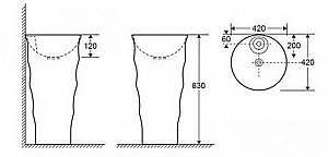 Раковина напольная CeramaLux N 42 G-308B белая, черная купить в интернет-магазине Sanbest