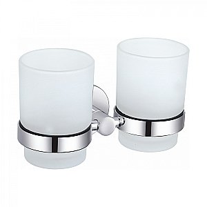 Два стакана для зубных щеток с держателем WONZON & WOGHAND EASY, Хром (WW-8128) купить в интернет-магазине сантехники Sanbest