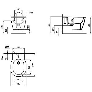 Биде подвесное Ideal Standard Connect E772201 купить в интернет-магазине Sanbest