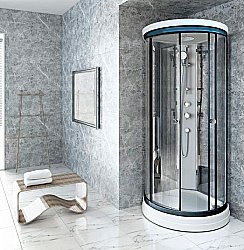 Душевая кабина Радомир Стронг 110х110 стекло прозрачное/профиль черный купить в интернет-магазине Sanbest