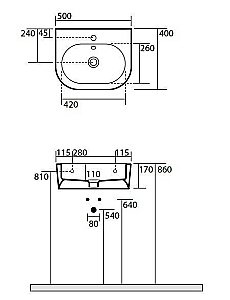 Раковина Kerasan Flo 50 33141bi*1 белая купить в интернет-магазине Sanbest