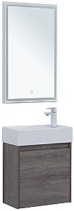 Тумба с раковиной Aquanet Nova Lite 50 с зеркалом, дуб рошелье для ванной в интернет-магазине Sanbest
