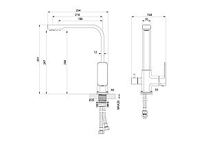 Смеситель для кухни с подключением фильтра WONZON & WOGHAND, Темный графит (WW-88458004-BGM) купить в интернет-магазине сантехники Sanbest
