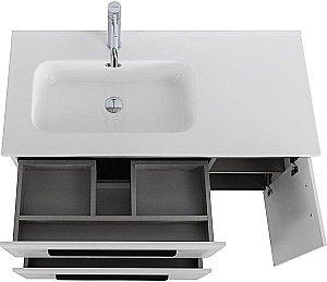 Тумба с раковиной Cezares ECO-CER-N 100 ECO-CER-N-1000-2C-1A-SO-BL белая глянцевая для ванной в интернет-магазине Sanbest