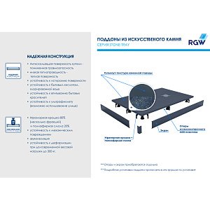 Душевой поддон RGW Stone Tray ST-G 70x170 Графит купить в интернет-магазине Sanbest